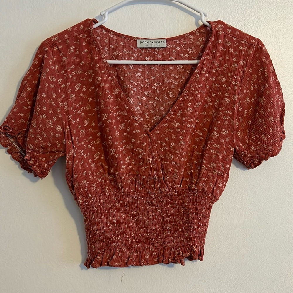 Paper Crane Women's Red Floral Top